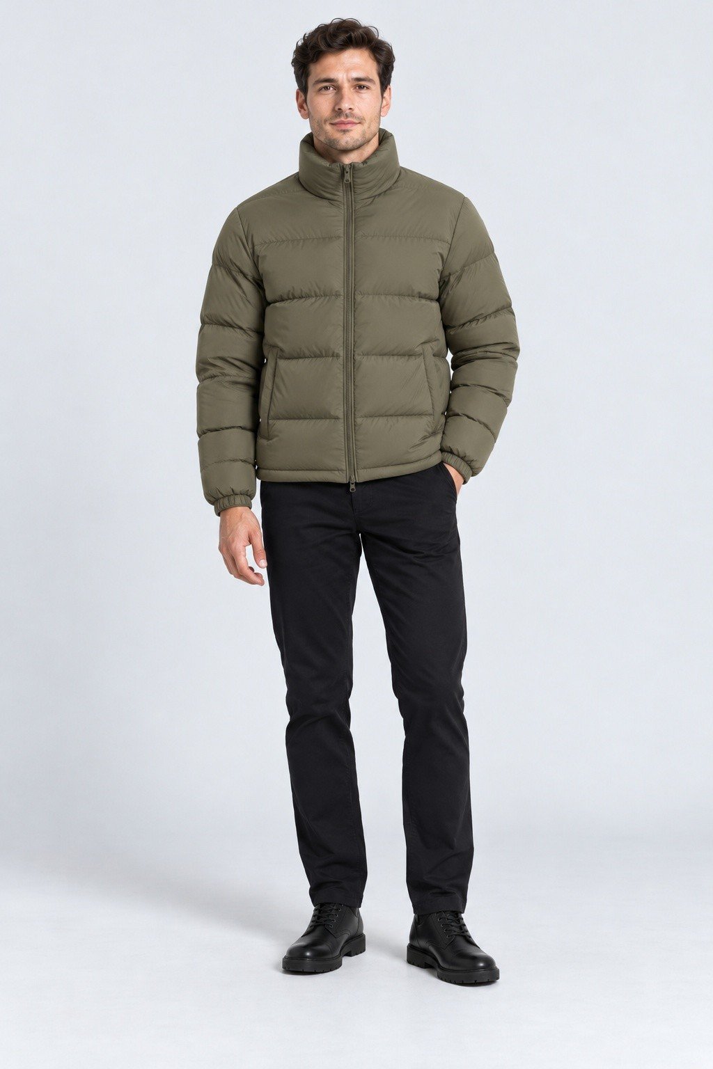 Quilted Puffer Jacket – Khaki