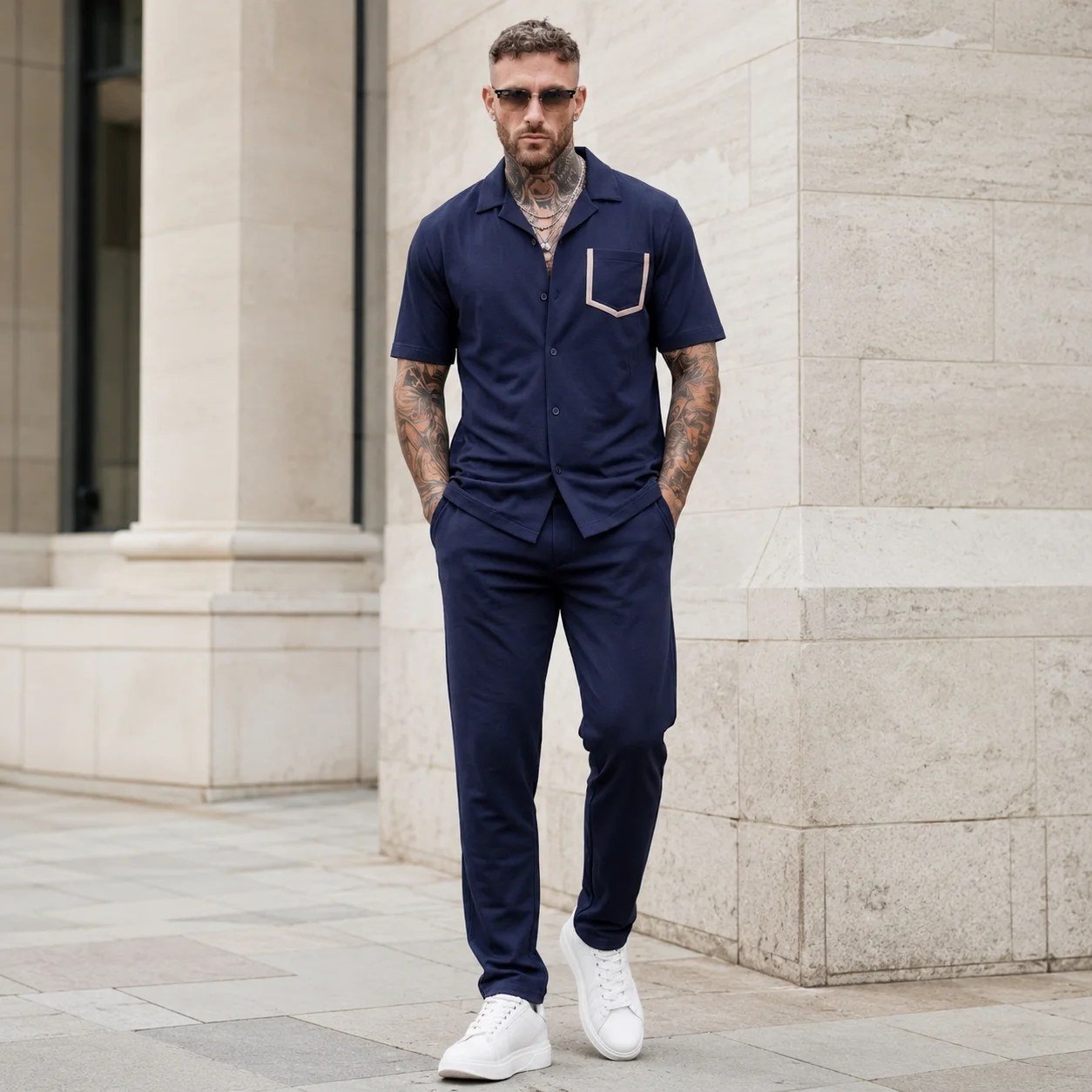 riviera co ord set navy